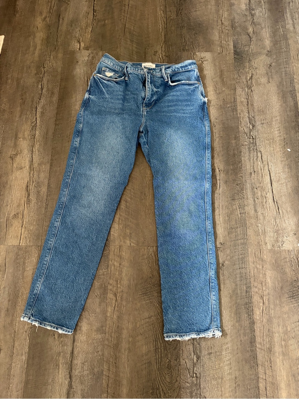 Frame Denim Medium Blue Straight Leg Jeans